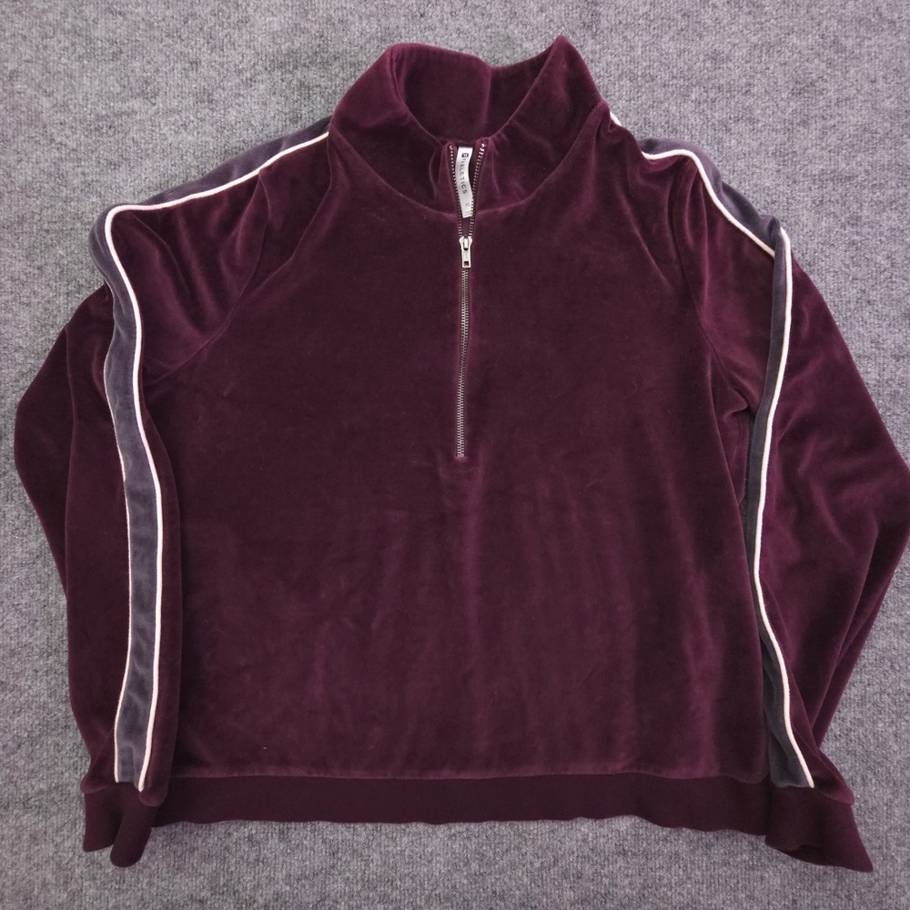 Fabletics Purple Velvet Striped Britt Sweater Women's Size XL‎